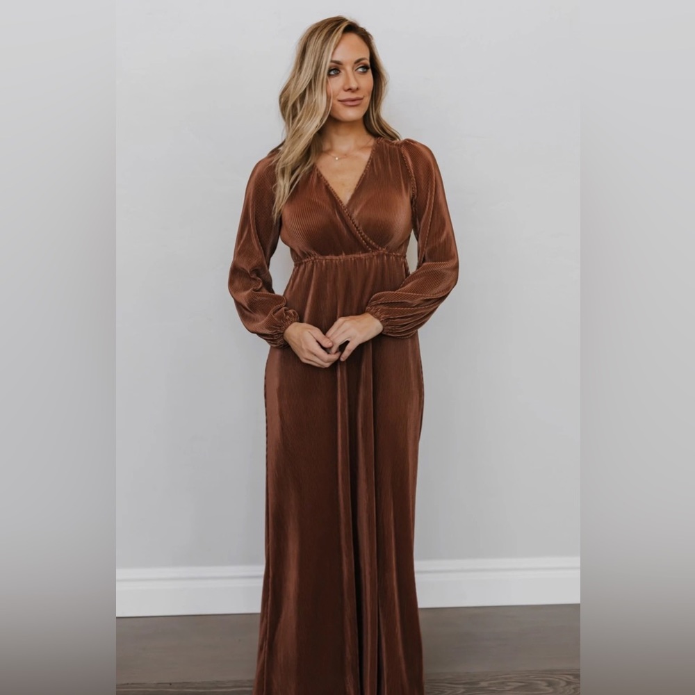 Baltic Born Venus Pleated Maxi Dress in Bronze
